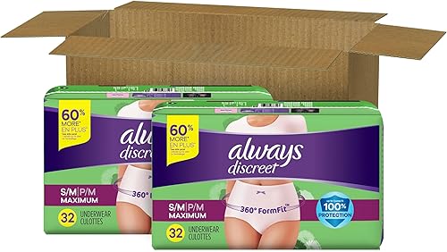 Vista 38 de Always Discreet - Ropa interior para incontinencia y posparto para mujeres, talla S/M, máxima protección, 32