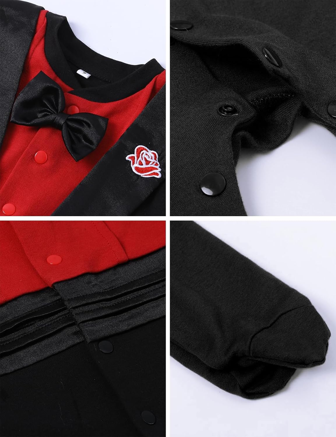 A&J DESIGN Baby Boy Tuxedo Gentleman Footie One-piece Romper with Bow Tie - Image 4