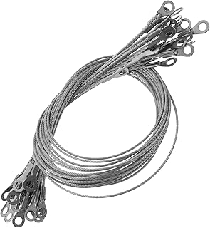 Gogogmee 20pcs Tether Security line Thread Hardware Lanyard Tether Safety Lamps Picture Hanging Wire Stainless Steel Cable with Belt Ring Cable High Bay Lights Outdoor seat Belt