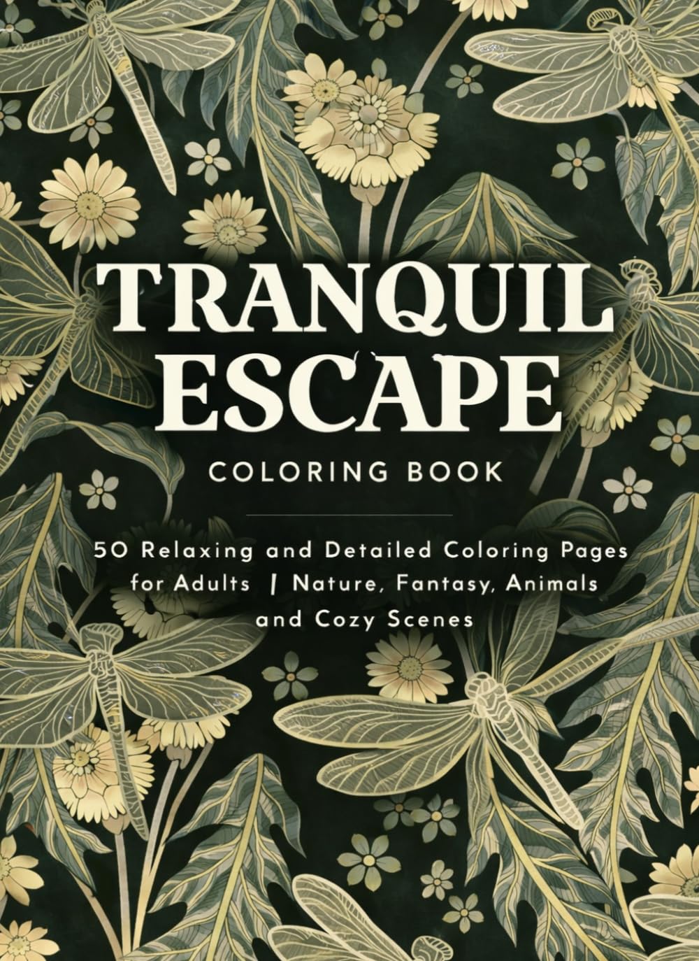 Tranquil Escape Coloring Book: 50 Relaxing and Detailed Coloring Pages for Adults | Nature, Fantasy, Animals and Cozy Scenes
