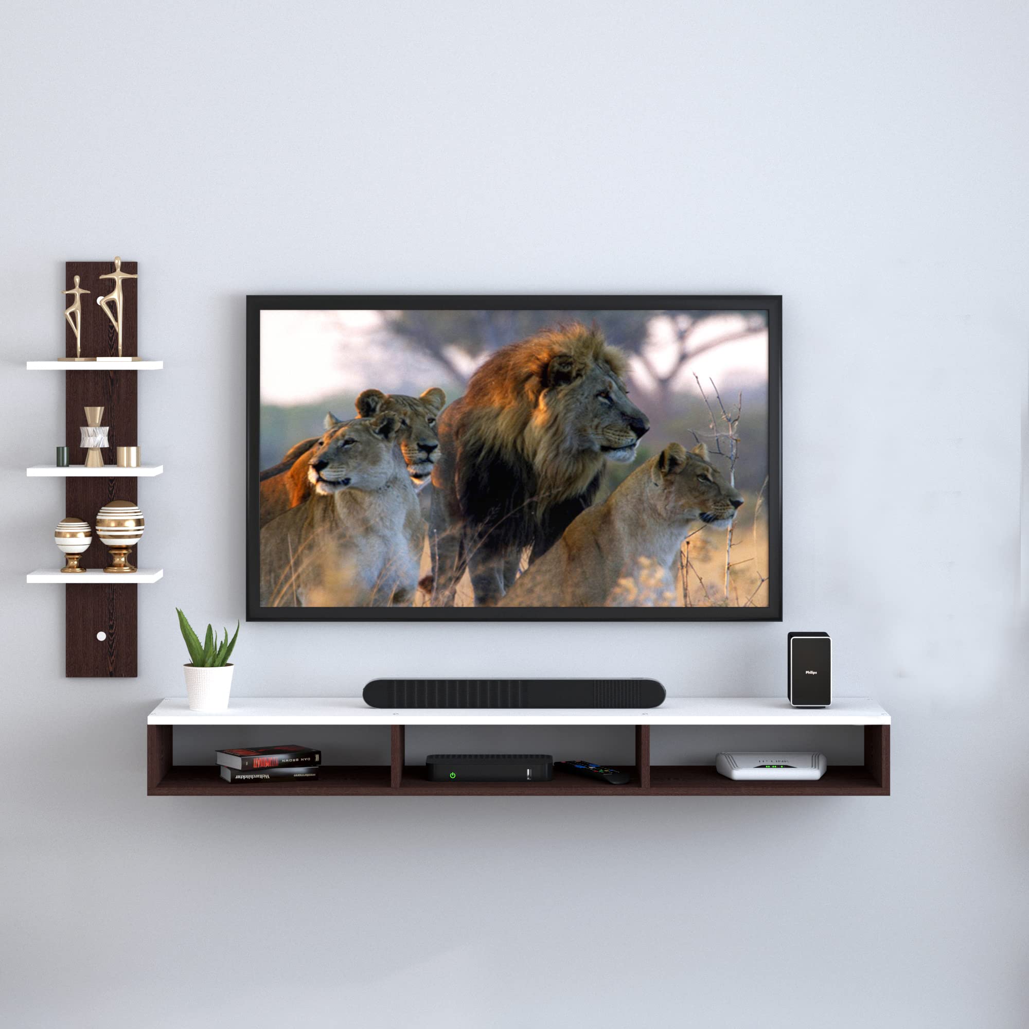 Redwud Oscar Wooden TV Entertainment Unit/Wall Set Top Box Stand/TV Cabinet for Wall/TV Stand Unit for Wall for Living Room (Wenge/White) (B08Q7WPLH1) Amazon Price History, Amazon Price Tracker