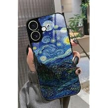 iPhone 17 Uyumlu Van Gogh Tasar ml  Glossy Premium K l f,  ift Katmanl , Mavi