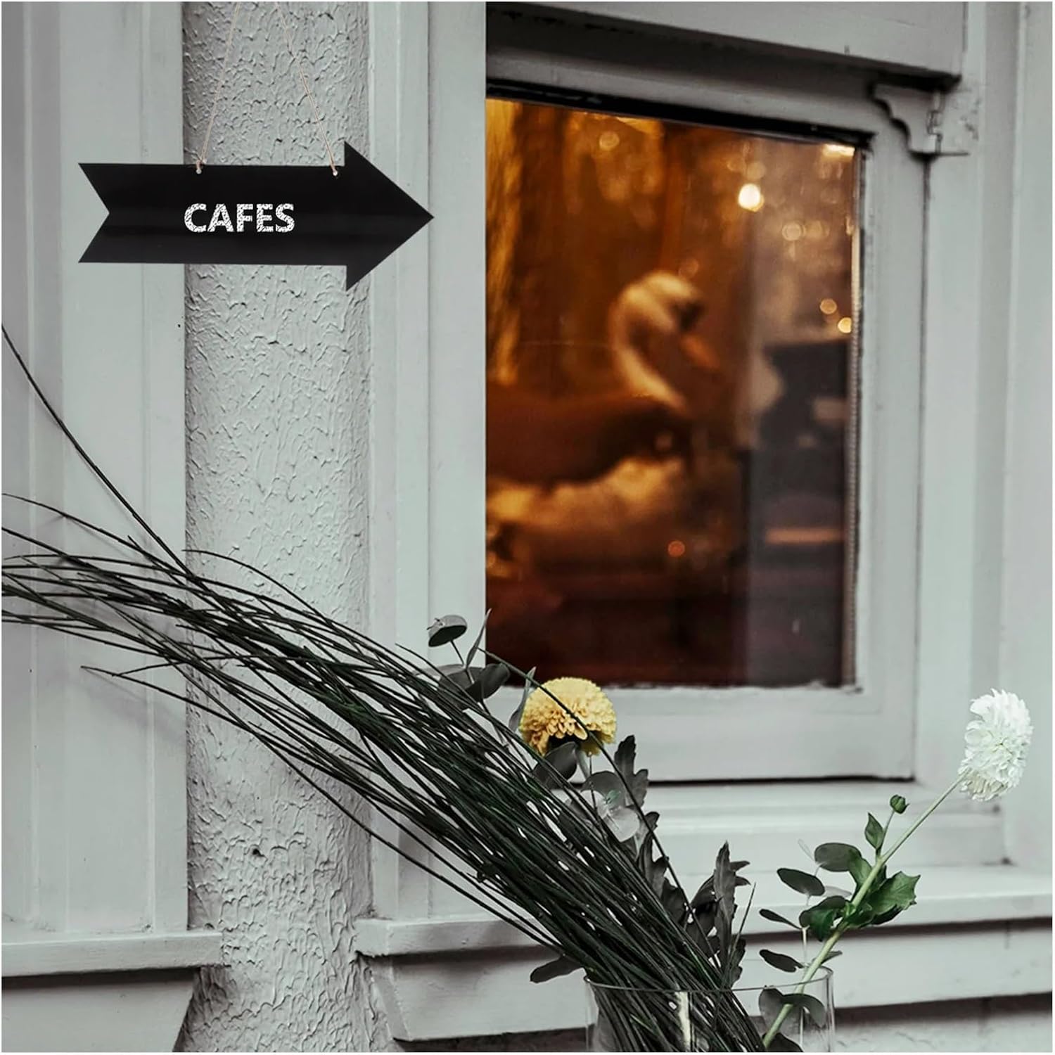 Chalkboard Hanging Signs 9 Pcs Double Sided Black Acrylic Hanging Chalkboard Sign Decorative Arrow Rustic DIY Blackboard for Wedding Party Office Classroom