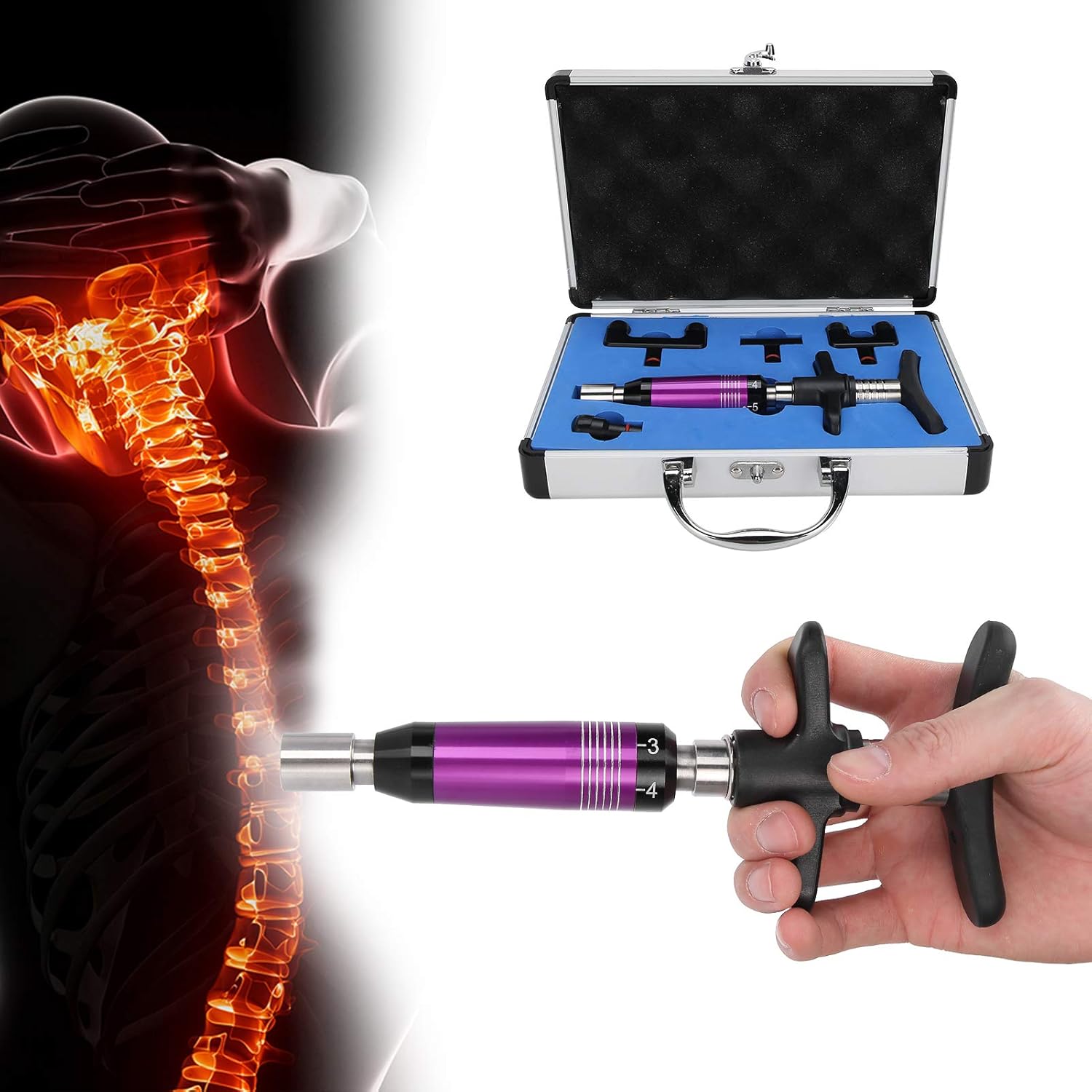 YUYTE Manual Spine Chiropractic Adjusting Tool, 6 Gears Massage Gun, Adjust Vertebration Cervical Spondy Force Spine Massager for Improve Joint Pain