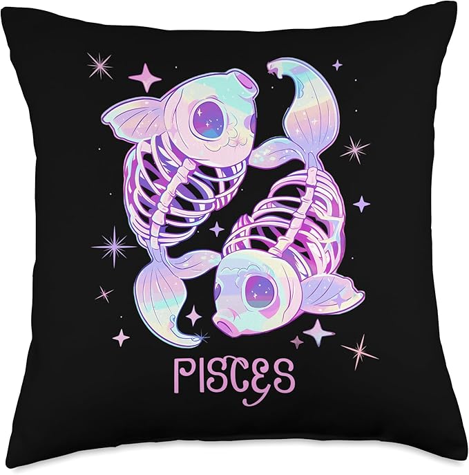 Kawaii Pisces Astrology Sign Pastel Goth Zodiac Throw Pillow