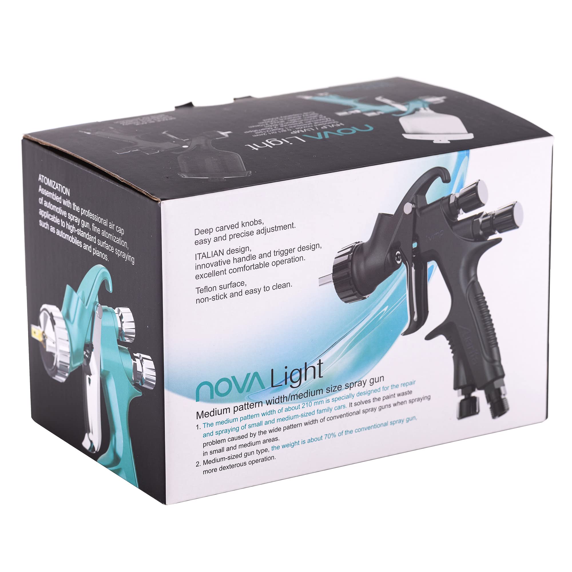 Pistola spruzzo Auarita HVLP Mini Technology NOVA LIGHT Ugello da 1,2mm Durevole Capacitŕ di 250ml per la verniciatura TRE modalitŕ di regolazione Strato di vernice molto sottile Estremamente precisa