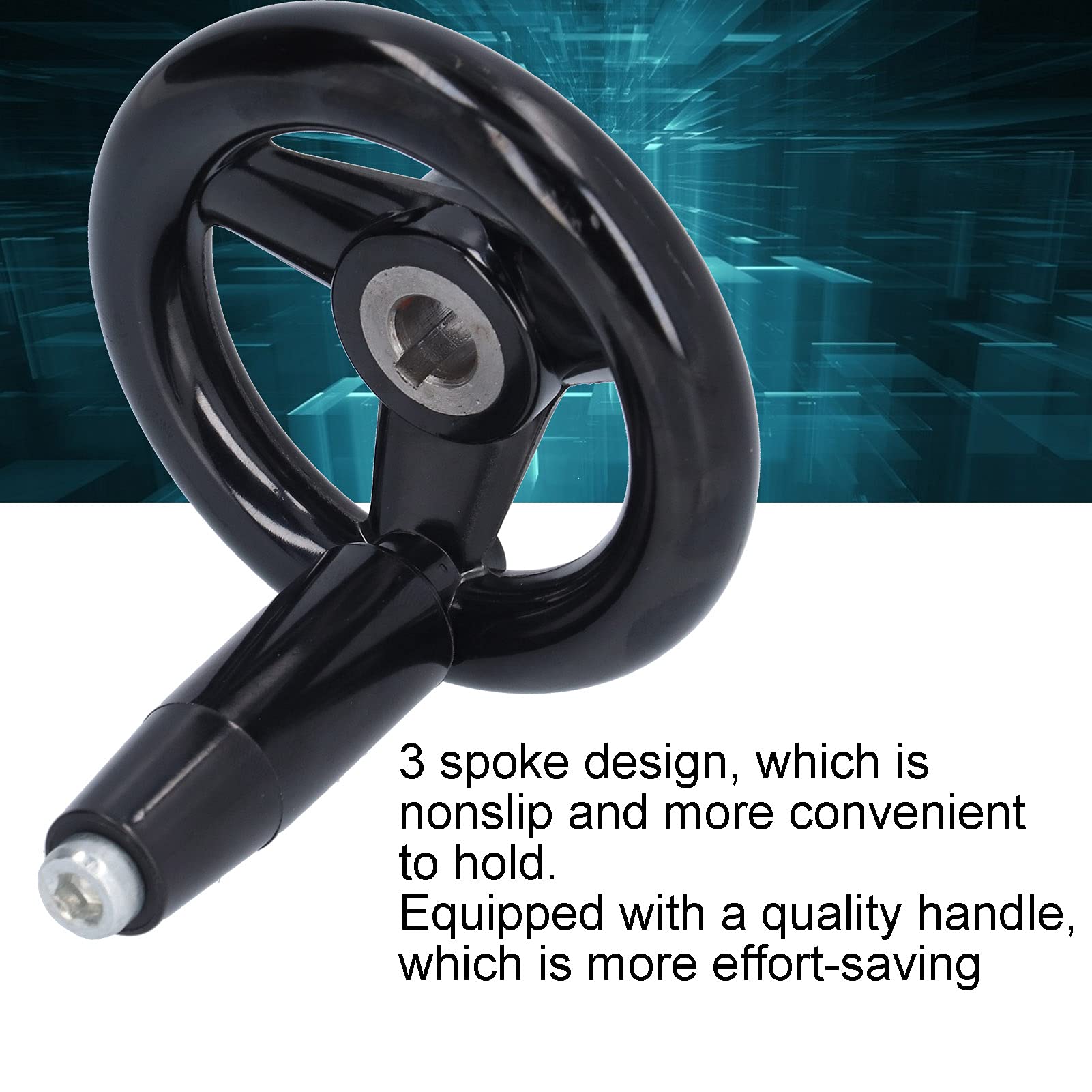 flexman Round Handwheel, 3 Spoke Nonslip Durable Revolving Handle Wheel with Handle Cover for Printing, Woodworking, Machinery, Food, Hardware Tools