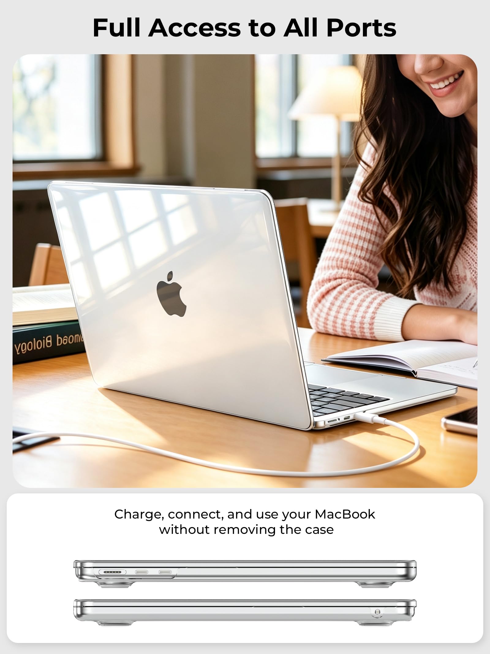 EooCoo Clear Case for Apple MacBook Air M5 13.6" Cover M4 M3 M2 2026-2022 — Amazon image 6