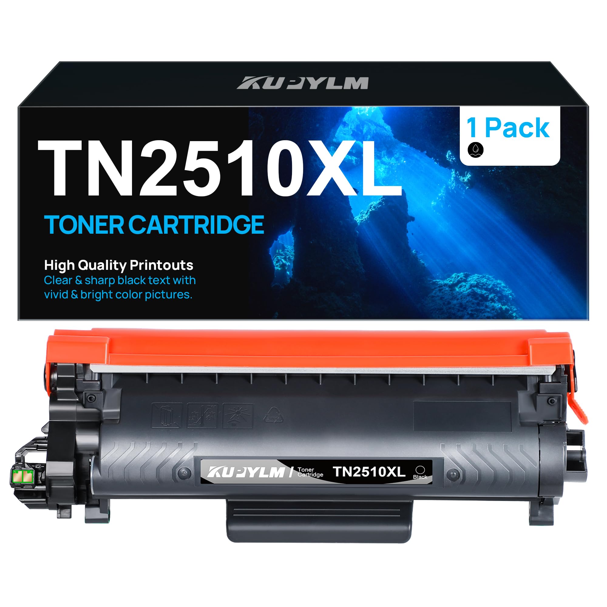 KUPYLM TN2510XL TN2510 Toner Compatibili per Brother TN 2510 TN2510XL TN-2510 per MFC-L2800DW MFC-L2827DW HL-L2400DWE MFC-L2835DW HL-L2445DW MFC-L2860DWE DCP-L2620DW DCP-L2665DW DCP-L2660DW (1 Nero)