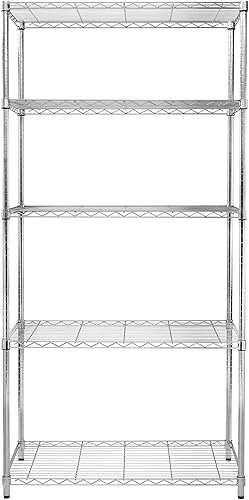 Miniatura 1 de Honey-Can-Do Estantería ajustable de 5 niveles, cromo SHF-09685 cromado, 1750 libras (capacidad de peso de 350 libras por estante)