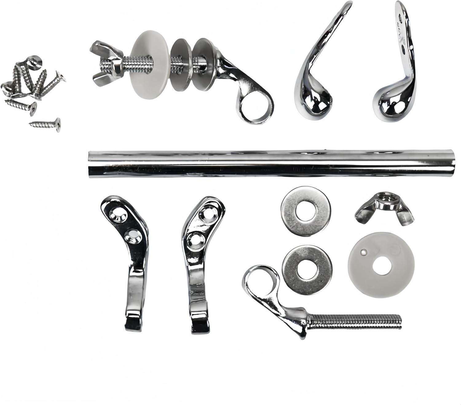 Toilet Seat Hinges, Resistant Chrome Finish, Fixed 140mm Standard Toilets Hole Distance, Easy Installation, Replacement Parts for Wood Toilet Seats (MFH01)