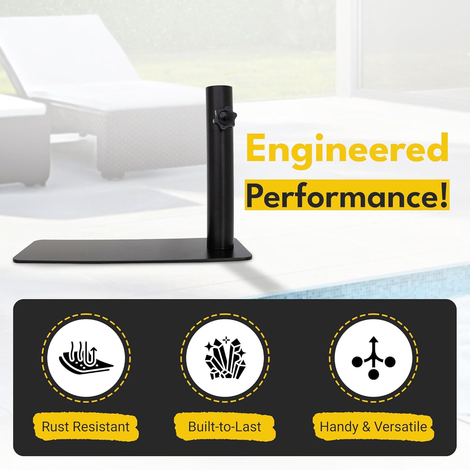 Flagpole Tire Mount Stand - Holds up to 1.5” Telescopic Poles - Portable Metal Wheel Base for Car RV Truck Vehicle - Includes Storage Bag, Cleaning Cloth and Spare Torque Screw