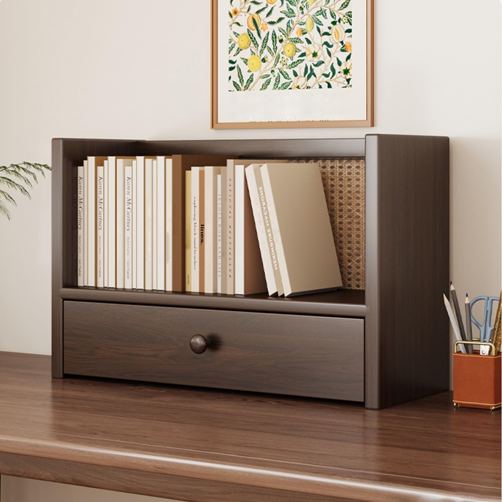 Étagère de bureau modulable en bois double couche avec tiroir pour optimiser votre rangement