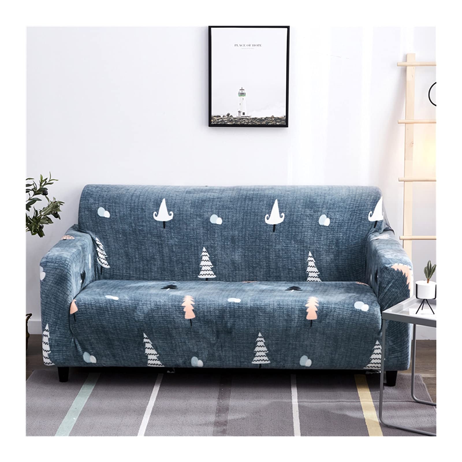 Housse canapé 4 places extensible | Protecteur de sofa intégral à motif Sapin de Noël