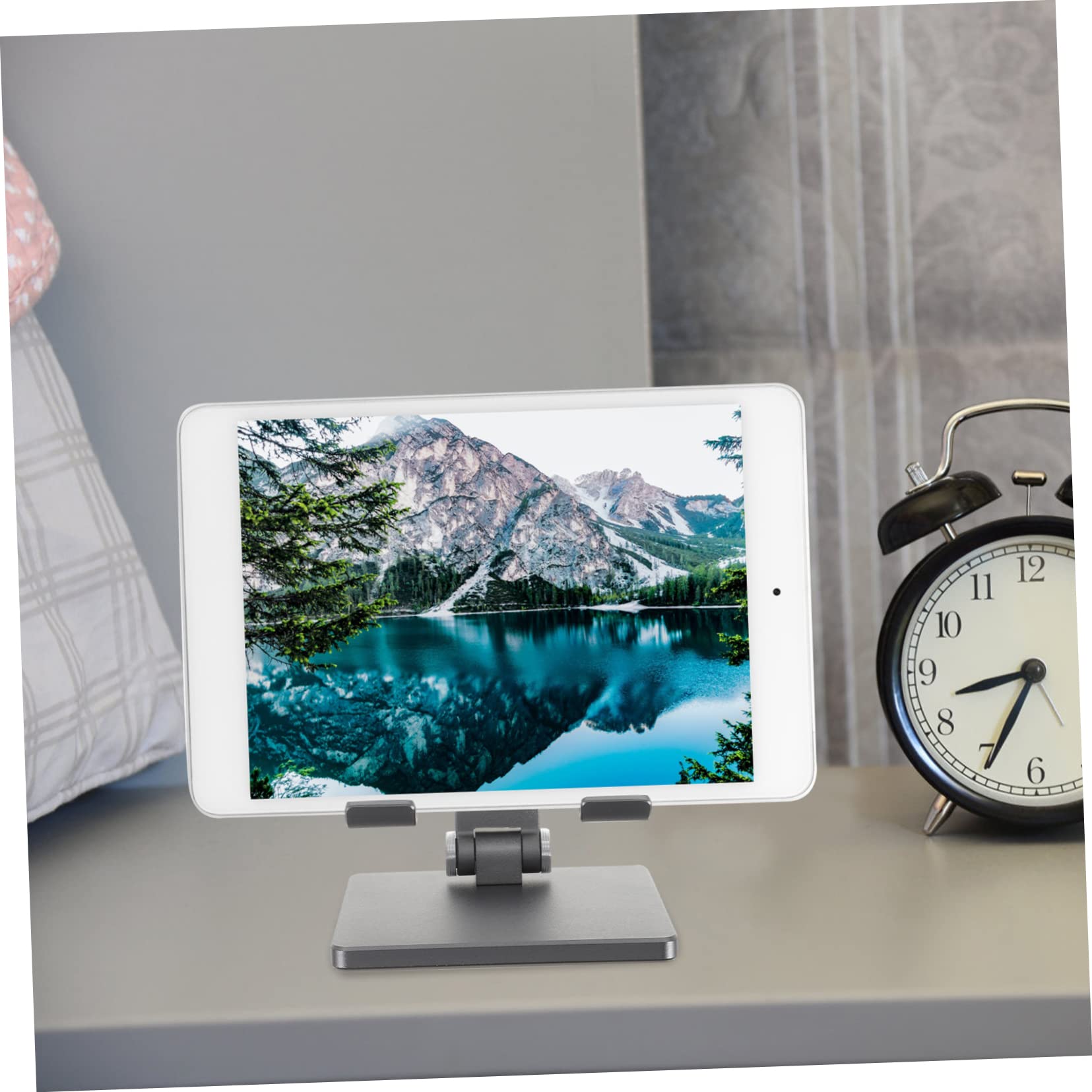 SHINEOFI Supporto per Tablet in Lega di Alluminio Pieghevole e Regolabile Altezza Regolabile e Base Antiscivolo Stabile e Pratico per Scrivania