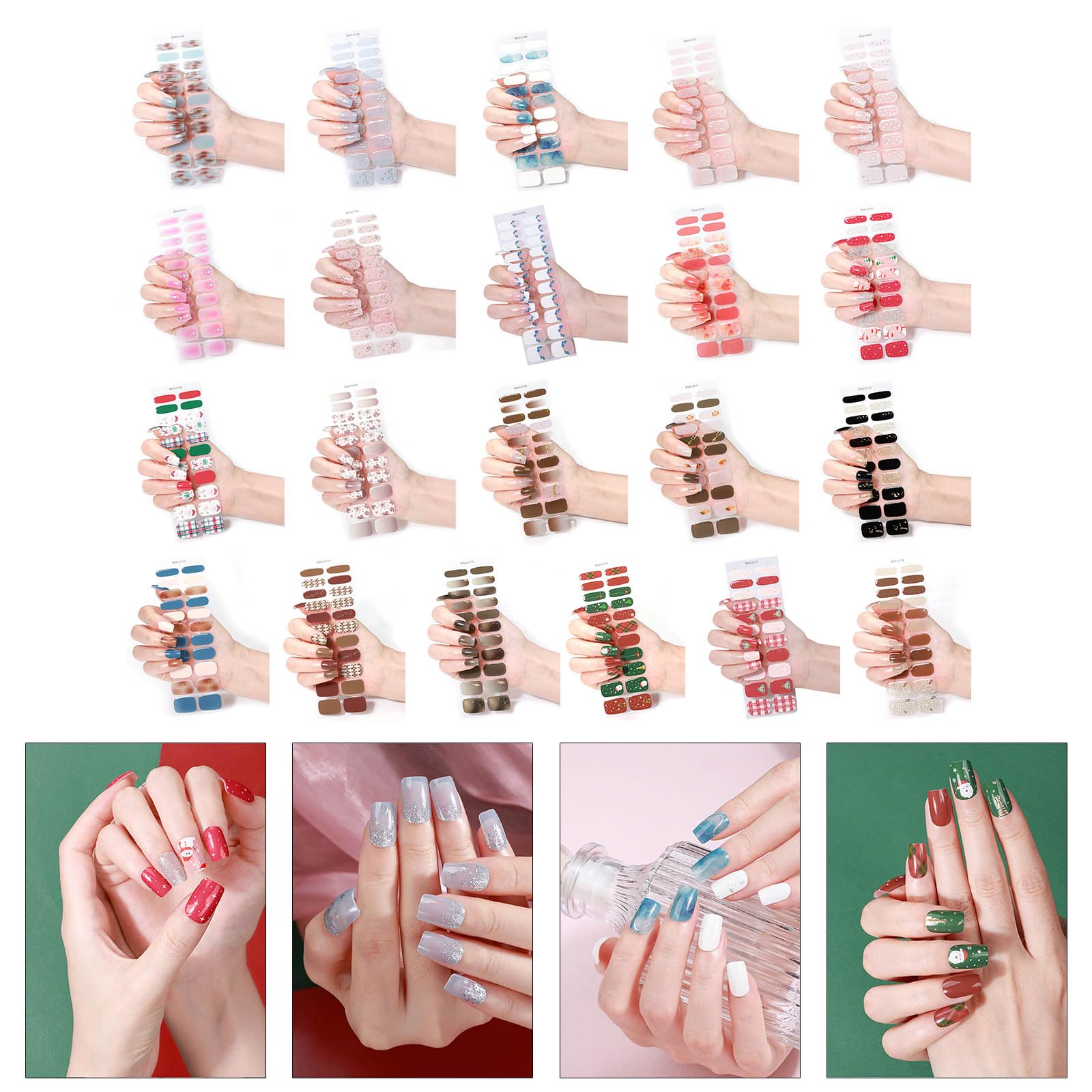 Professional Nails Art Full Covers Gel Nails Stickers Christmas Designs Travel Friendly Gel Wraps Manicure Decoration
