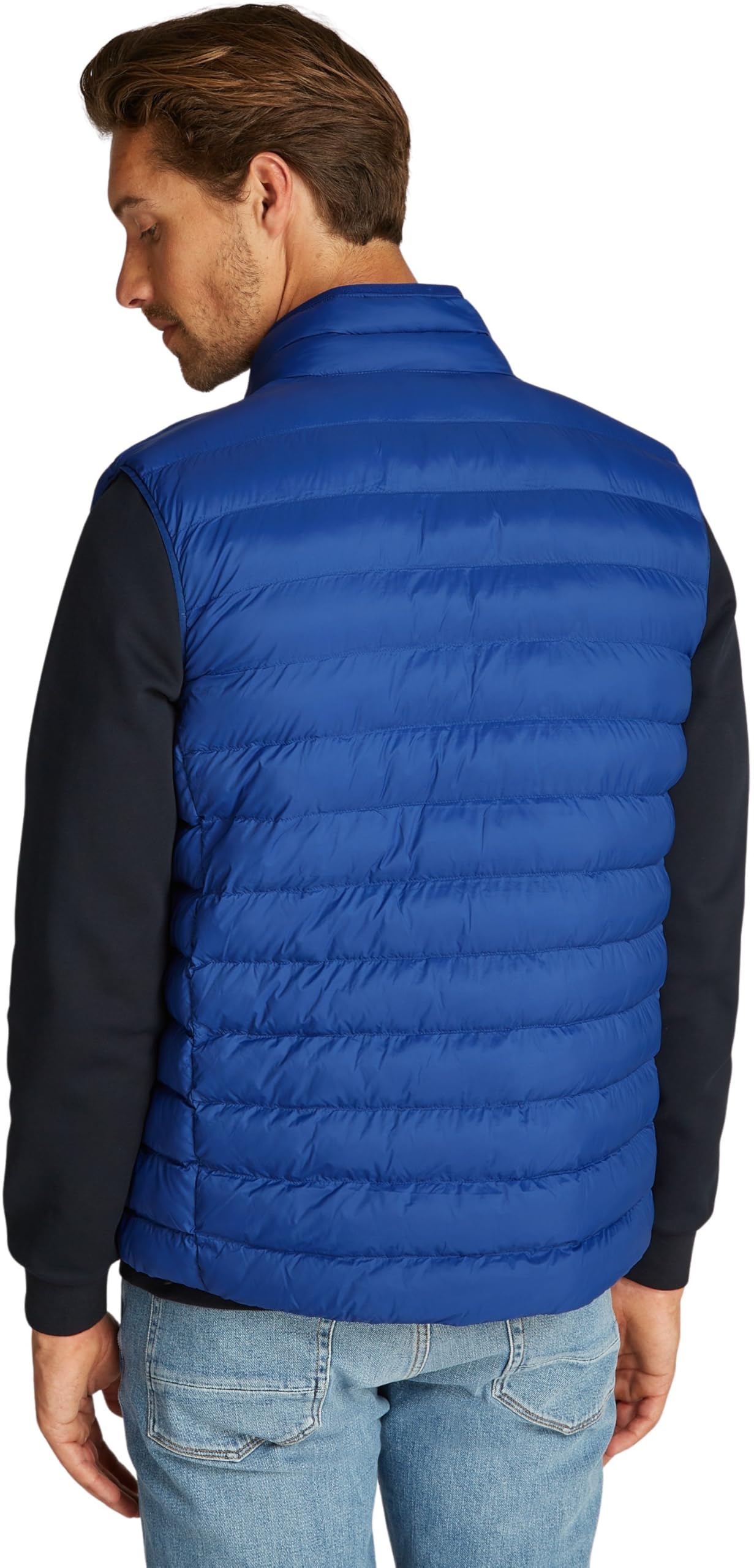 Tommy Hilfiger Męska kamizelka z recyklingu MW0MW37677, niebieska, S, Niebieski (Wedge Blue), S