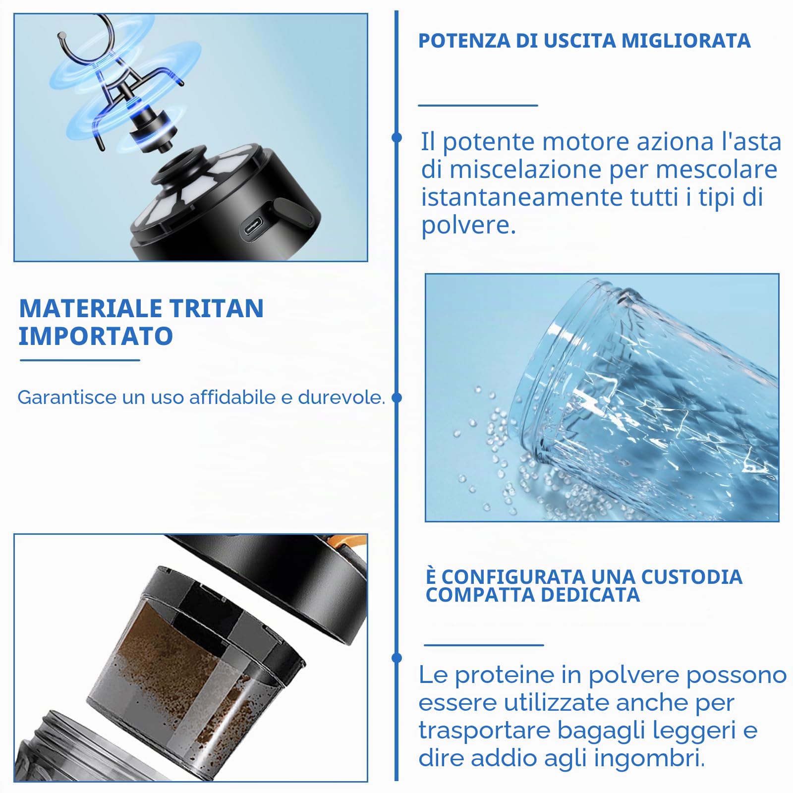 Shaker elettrico bianco d'uovo, shaker shake proteico 600 ml, frullatore ricaricabile USB, shaker automatico per albumi, shaker con scomparto in polvere, adatto per frullato proteico e latte shake,