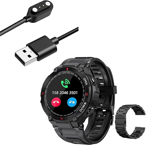 EIGIIS Reloj inteligente militar para hombre, resistente al agua, táctico, Bluetooth, altavoz de llamadas, pantalla táctil HD de 1.3 pulgadas, reloj
