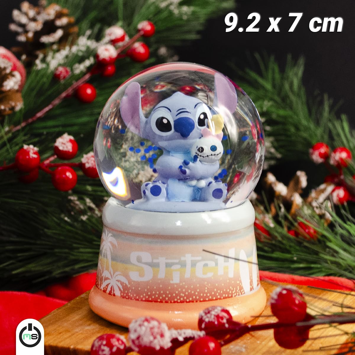 Bola de Nieve Stitch | Decoración Adorno Navidad Globo de Cristal | Producto Oficial