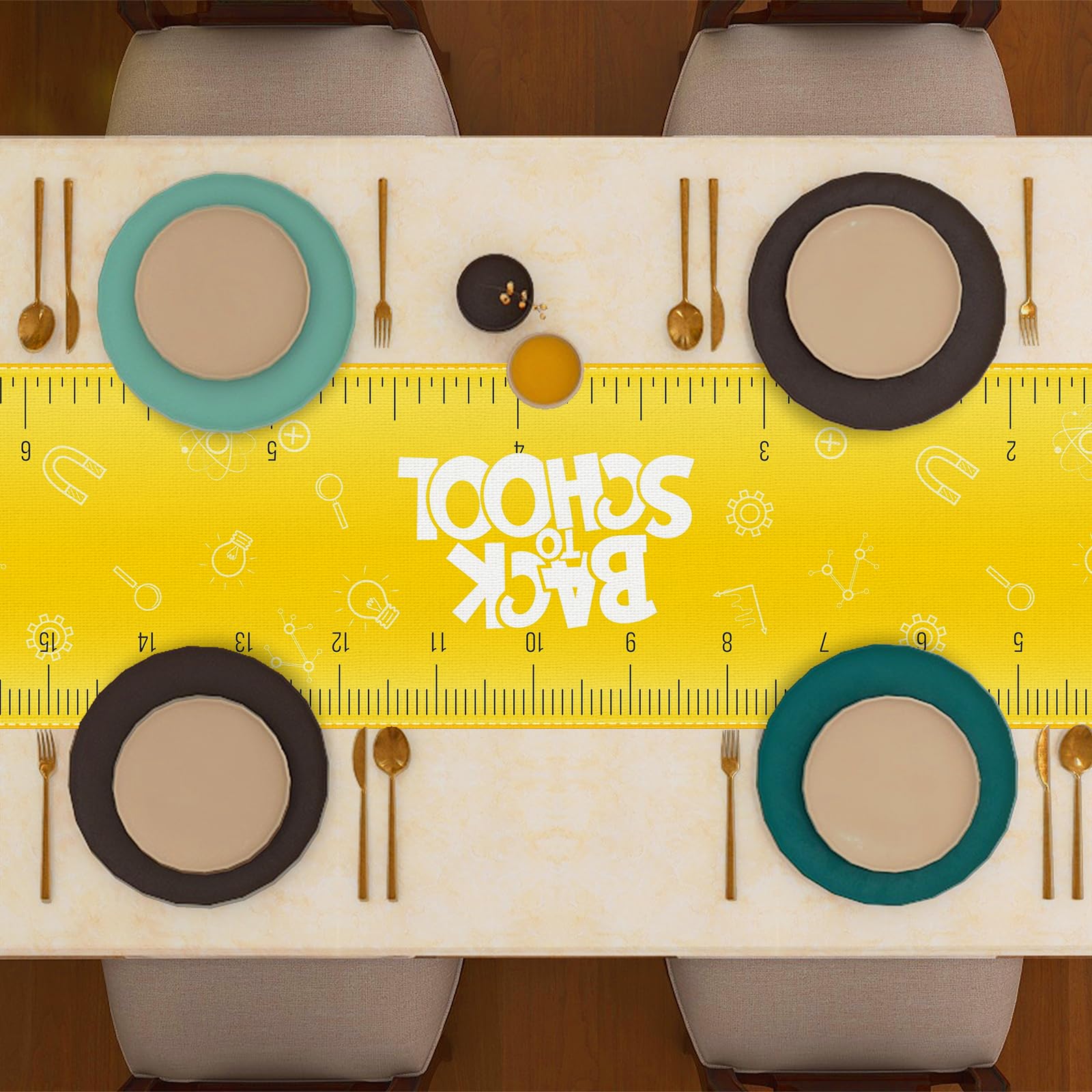 First Day Of School Table Runner - 72" Long Back To School Decor For Kitchen Dining Table, Kindergarten Celebration - View #3