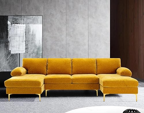 Miniatura 2 de SULOPS Sofá modular de felpilla suave con detalles grandes, 110.63 pulgadas de ancho en forma de U de 4 a 6 asientos, sofá modular de interior con 2
