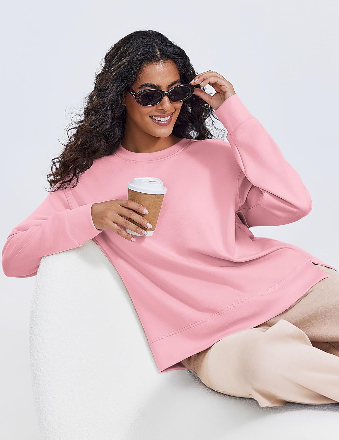 PINSPARK Soft Crewneck Sweatshirt for Women Long Sleeve Lightweight Pullover Yoga Casual Sweatshirts - Image 5