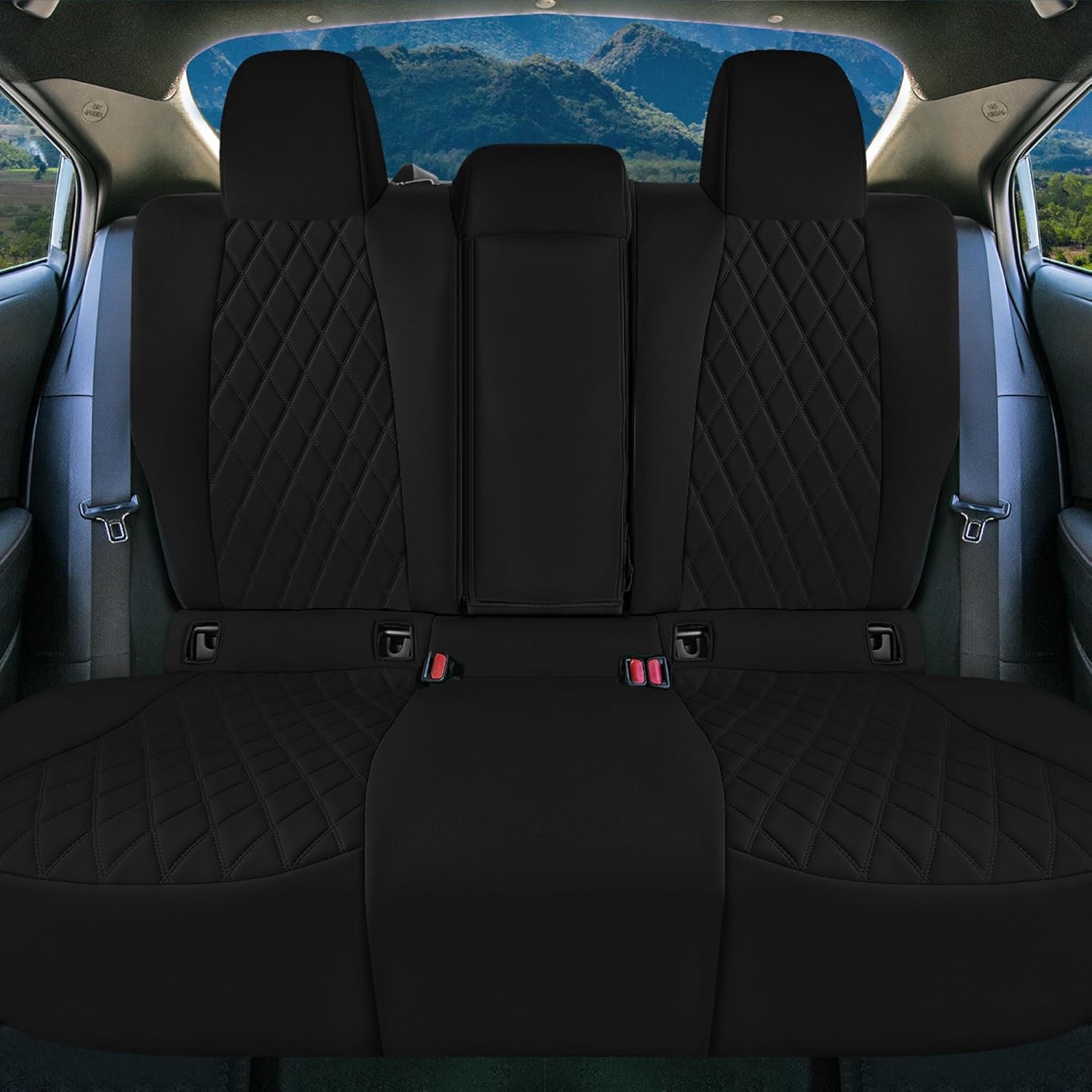 WYLF Custom Fit Seat Covers for 2020-2024 Toyota Corolla, Car Seat Covers Rear Set Toyota Accessories, BLACK Neoprene Seat Covers, Waterproof Car Seat Cover, Car Seat Covers for Sedan