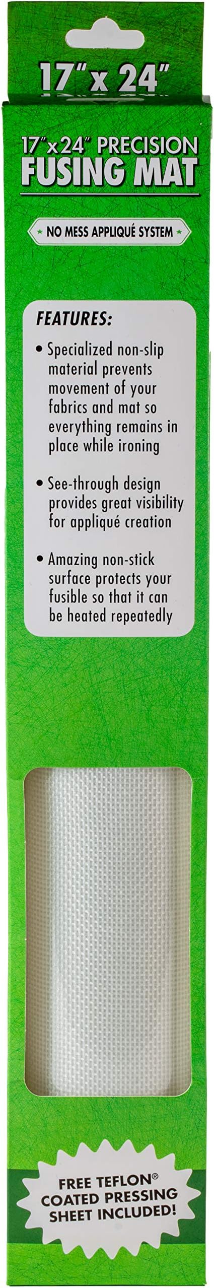 Precision Quilting Tools Fusing Mat (43.18x60) cm Includes Non-Slip mat with See-Through Design for Appliqué Creation, and Bonus Teflon Coated Pressing Sheet!