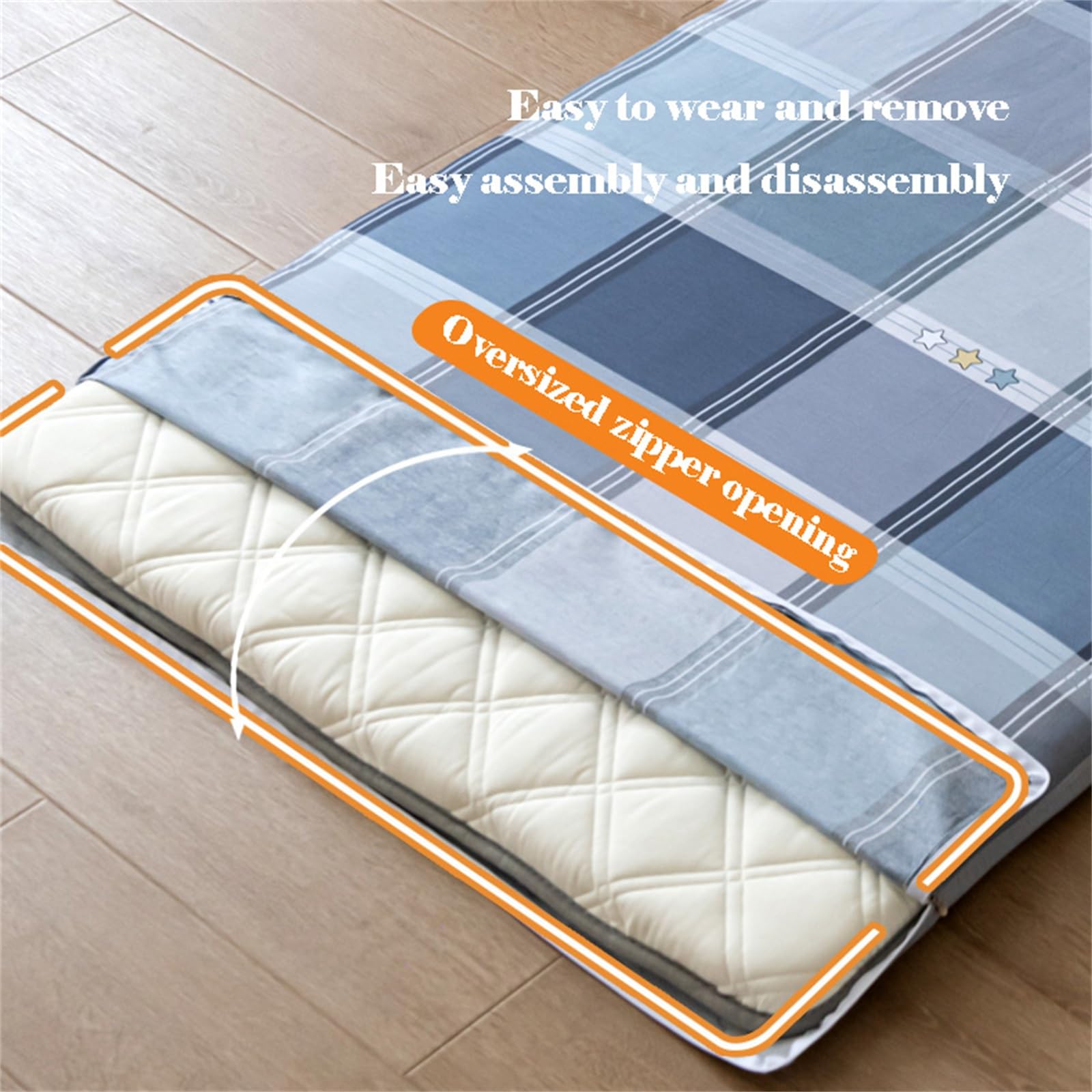 Housse De Futon Japonaise for Matelas De Sol, Housse De Futon Japonaise À Fermeture Éclair, Housse De Matelas De Sol, Coton, Lavable en Machine(Stripes,80x190cm/32x75in)