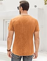 Vista 30 de Camisas Henley desgastadas para hombre, camisetas retro de manga corta, camisetas casuales con botones lavadas para hombre