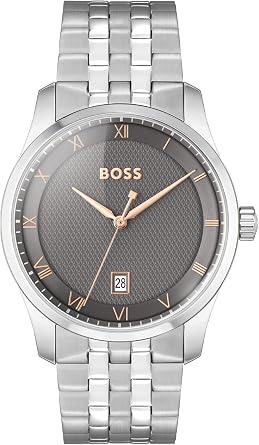 BOSS Analogue Quartz Watch for Men Principle Collection with Leather or Stainless Steel Strap, Available in Black, Brown, Blue, Green and Grey