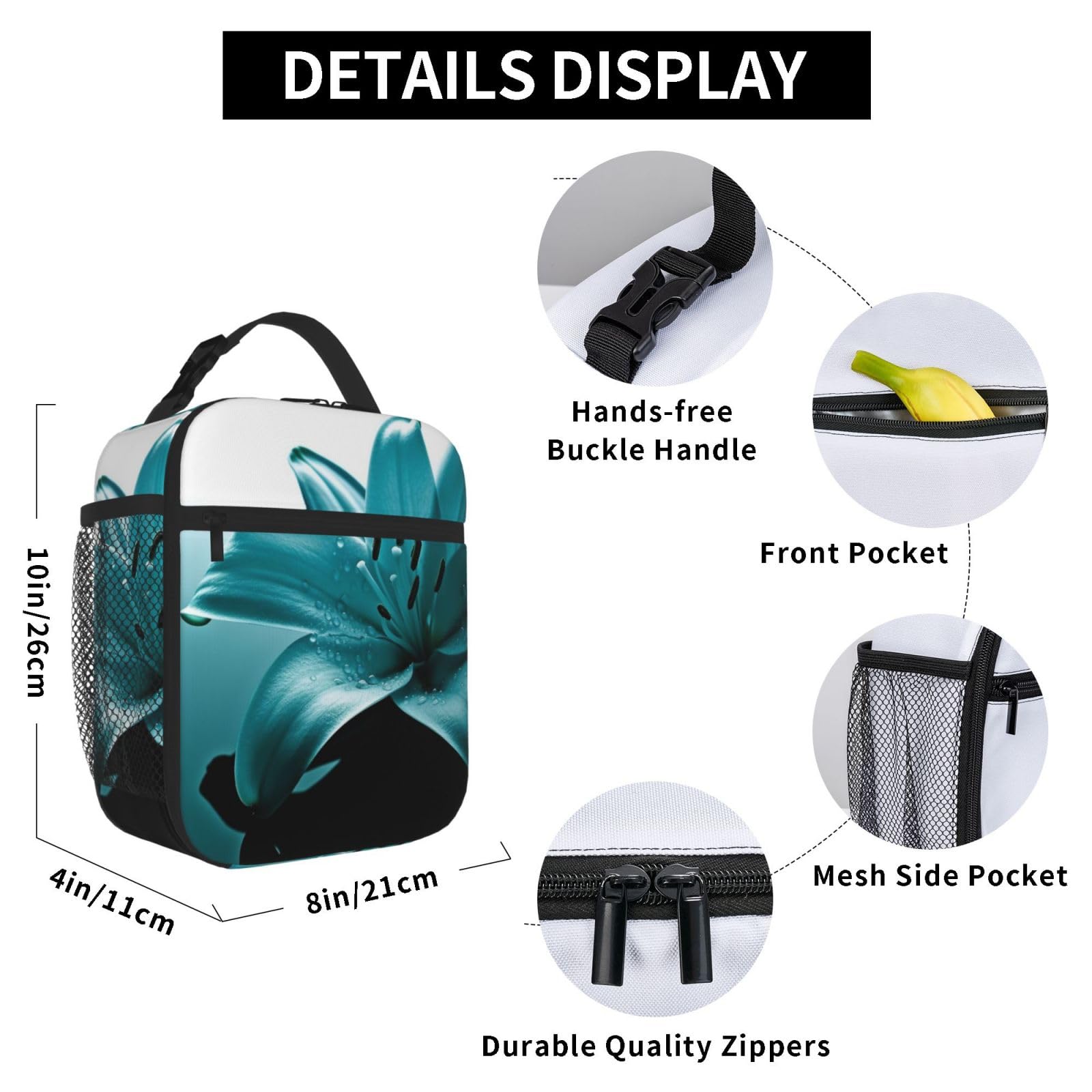 Borsa Pranzo Termica Donne – Tramonto Rurale, Stampa Isolata Con Tasca Laterale, Lunch Box Portatile Per Lavoro E Picnic - 2