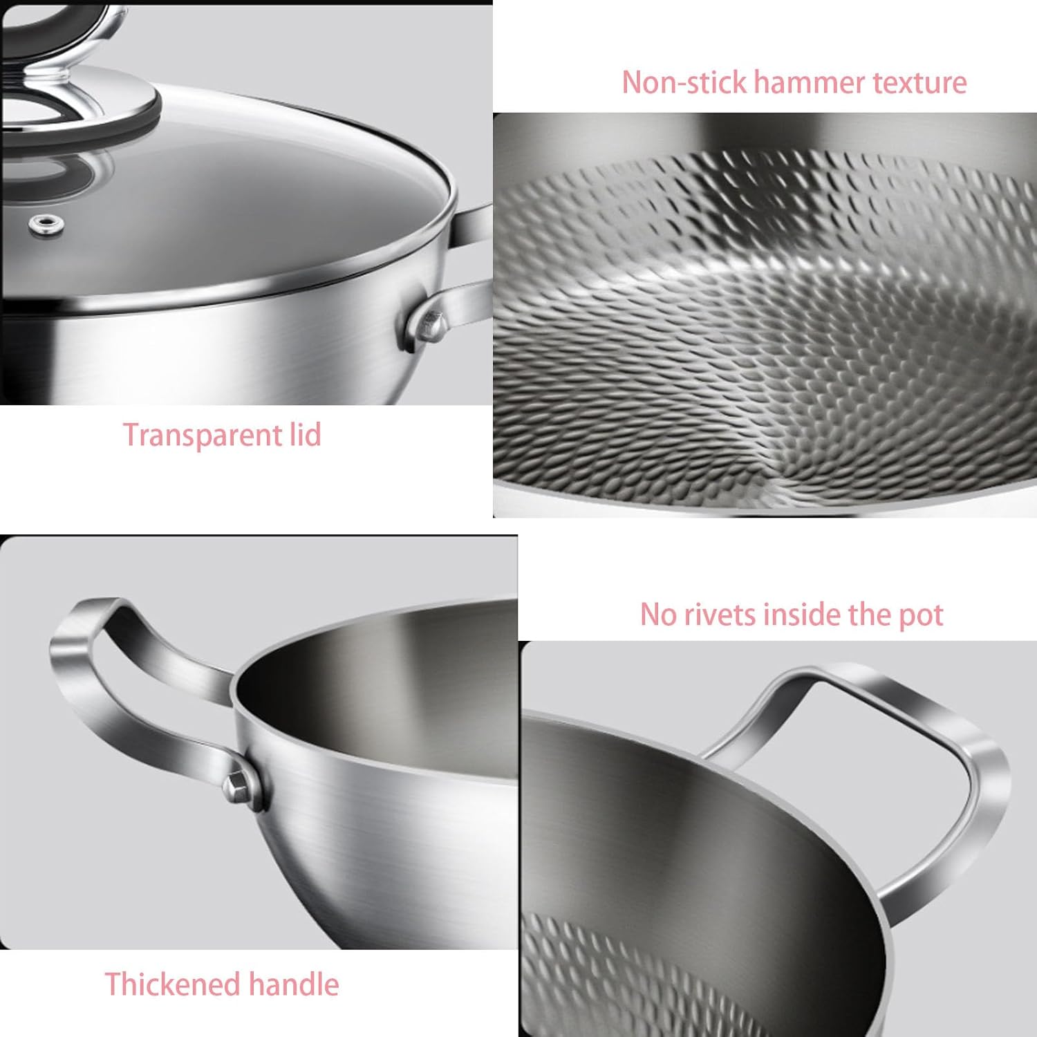 Titanium Hammered Pan Pro with Lid, Upgrade Double Handle Non Stick Titanium Pans for Cooking, Scratch-Resistant, Ultra-Durable, Even Heating Frying Pans, Compatible with All Cooktops,11.81in