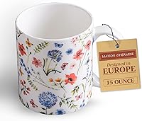 Vista 46 de Maison d' Hermine Taza de café con asas, tazas de porcelana fina de hueso, paquete de una taza de té para bebidas calientes, capuchino latte