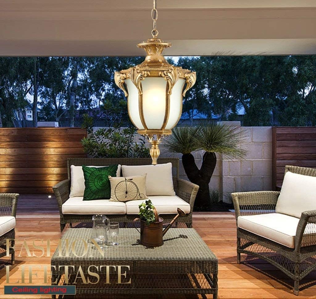 Novely Chandeliers-Chandelier+Pendant Light Aluminum Lamp Body Glass Lampshade Outdoor Waterproof for Balcony Hallway Courtyard Garden E27, Creative Decorative Lighting