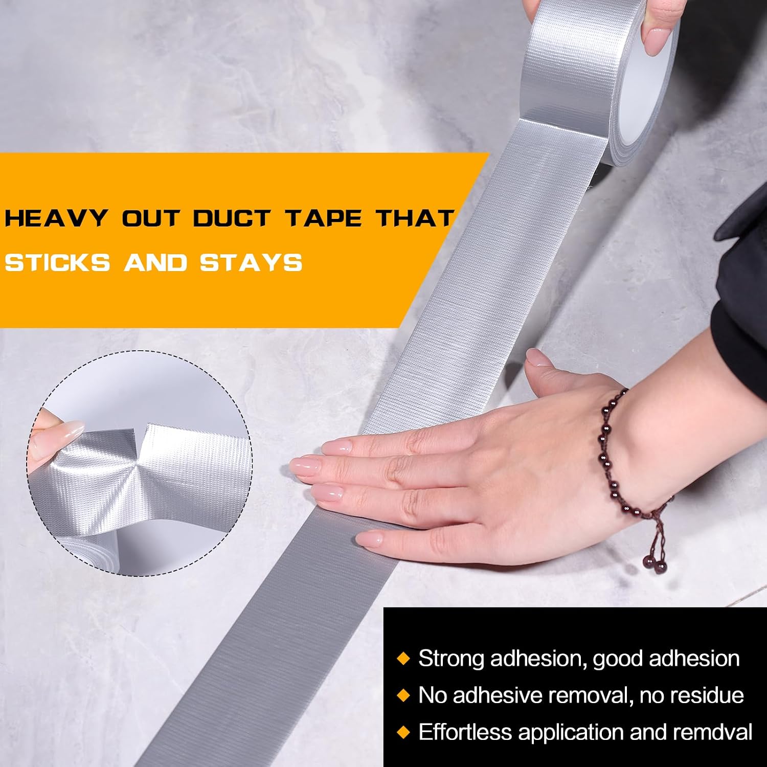 Silver Duct Tape Heavy Duty, Waterproof Strong Adhesive Duct Tape for Indoor Outdoor Repairs Packaging Arts Crafts Projects, Tear by Hand 2 Inch x 20 Yards image 4