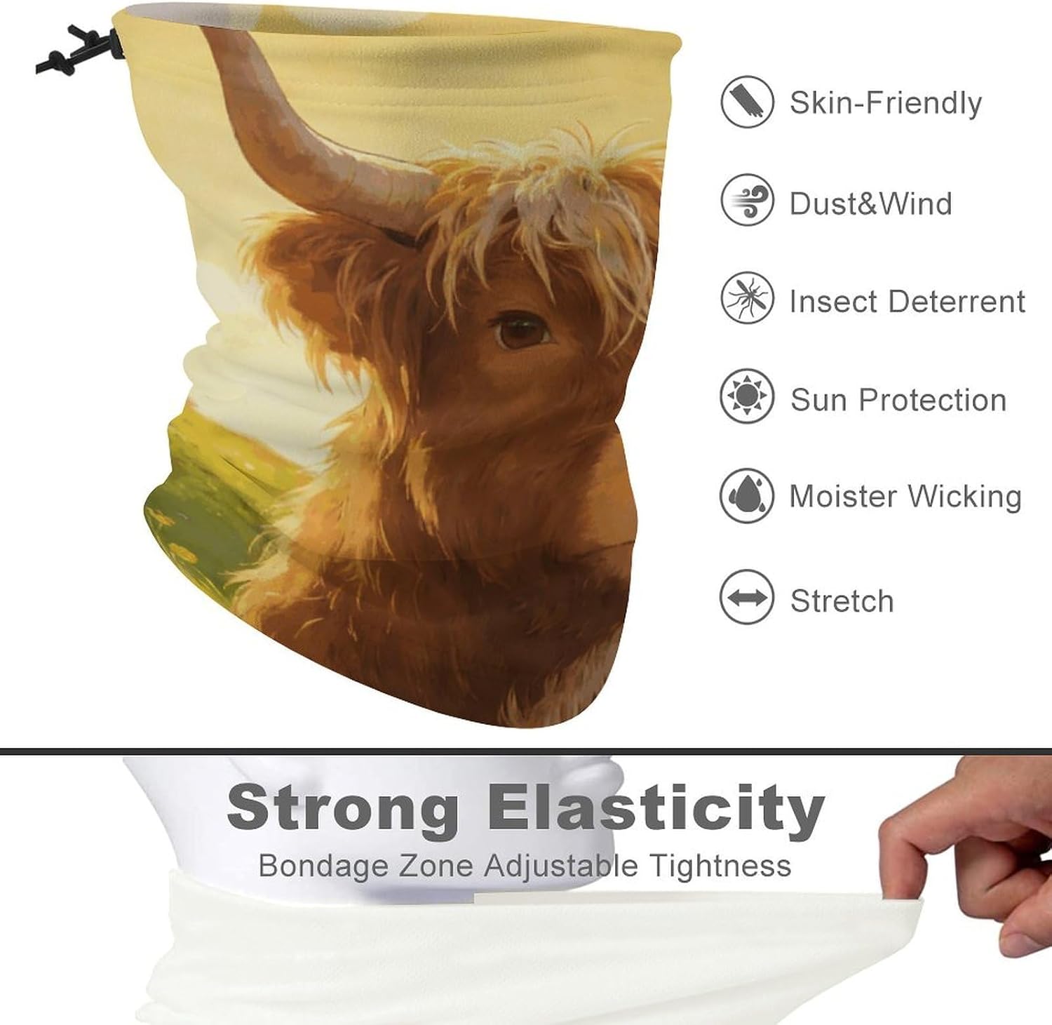 Highland Cow Chillin Neck Gaiter Face Mask for Men And Women Breathable Dustproof Face Cover Scarf for Outdoor Sports Sun Protection Bandana for Fishing Hiking