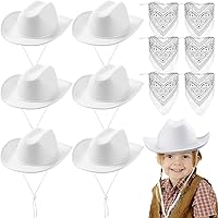 Vista 11 de Unittype Conjunto de 12 Sombreros de Vaquero para Niños, Sombrero de Vaquera Occidental y Bandanas de Poliéster para Niños y Niñas, Disfraces