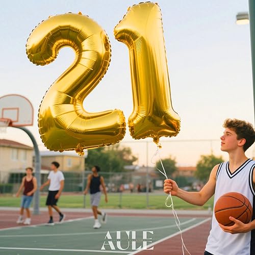 Miniatura 3 de AULE Globos grandes de Mylar de 40 pulgadas para hombres y mujeres, decoraciones de fiesta de cumpleaños de 21 años, suministros de fiesta