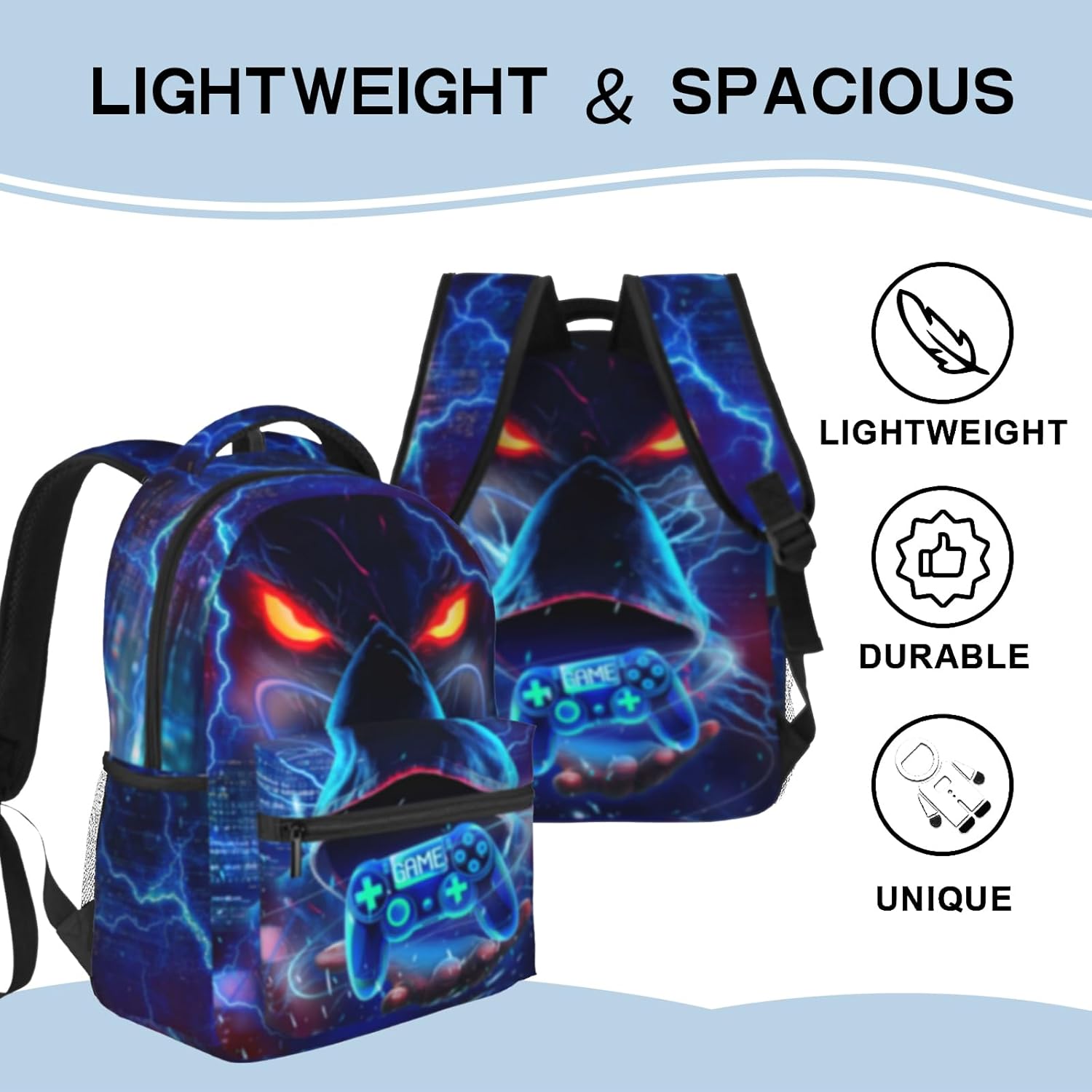 Boys Backpack for Kids School Game Boy Backpacks for Children Teens Elementary Middle School Boys Backpacks Ages 8-16 Gaming Waterproof Lightweight Backpack - Image 5