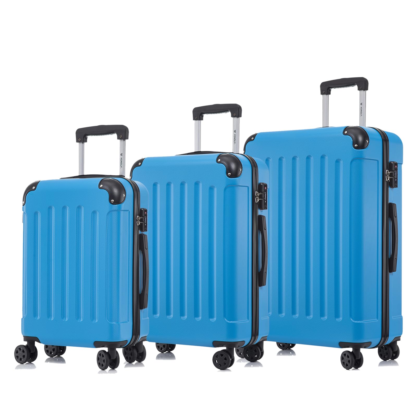 yonsly Koffer Suitcase, Trolley Reisekoffer, Rollkoffer Handgepäck mit 4 Rollen 360°, ABS Hartschalen, Sicherheitsschloss, Weicher Gummigriff, 210D-Futter