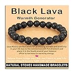 AD Beads Handmade Gemstone Stretch Elastic Bracelet Crystal Healing Reiki Nature\'s Beauty and Spiritual Essence Unisex (8mm, Black Lava (Warmth Generator))