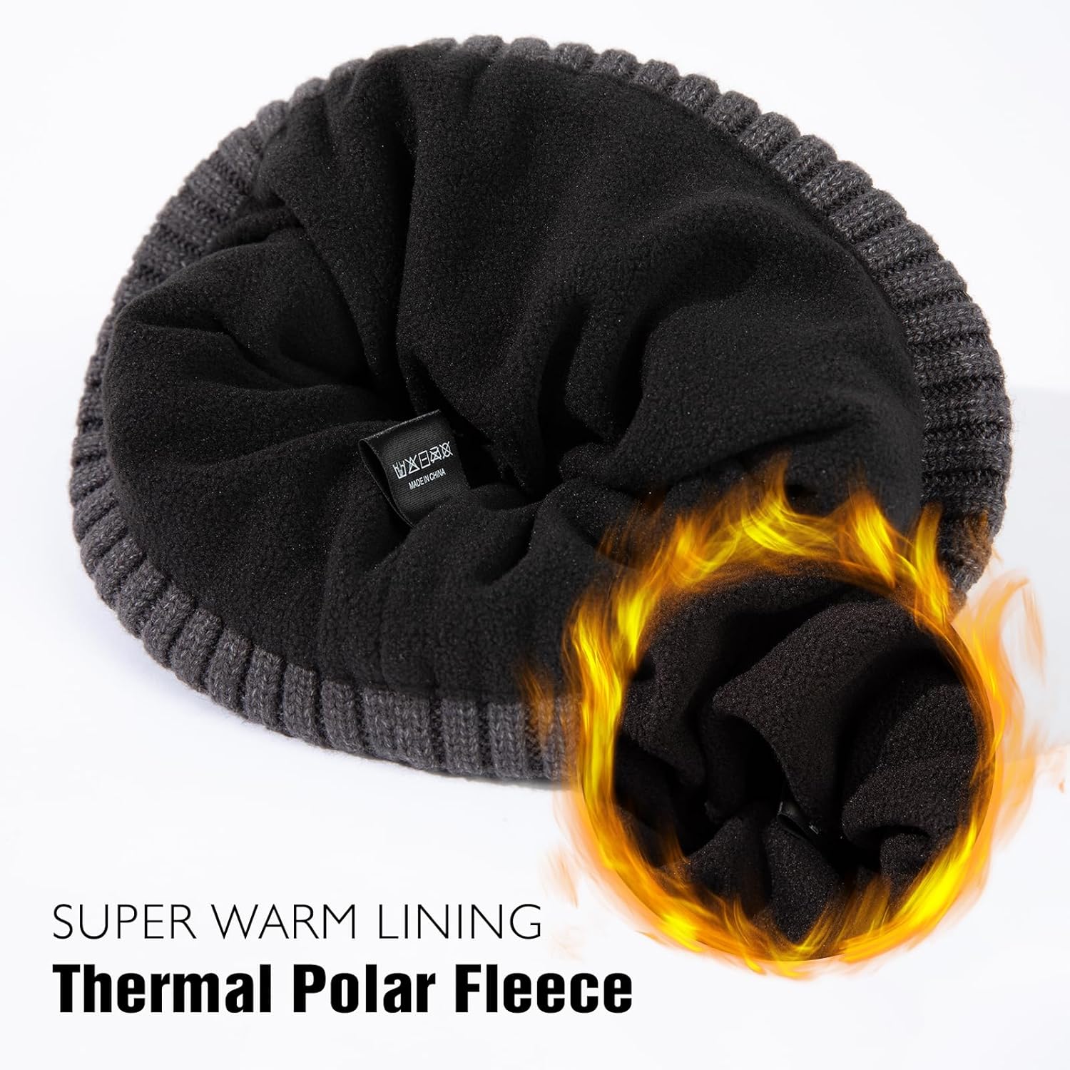 TOP-EX DryKnit™ Waterproof L/XL/XXL Winter Fleece Lined Beanie Hat for Men Women Warm Knit Watch Skull Cap Cold Weather - Image 9