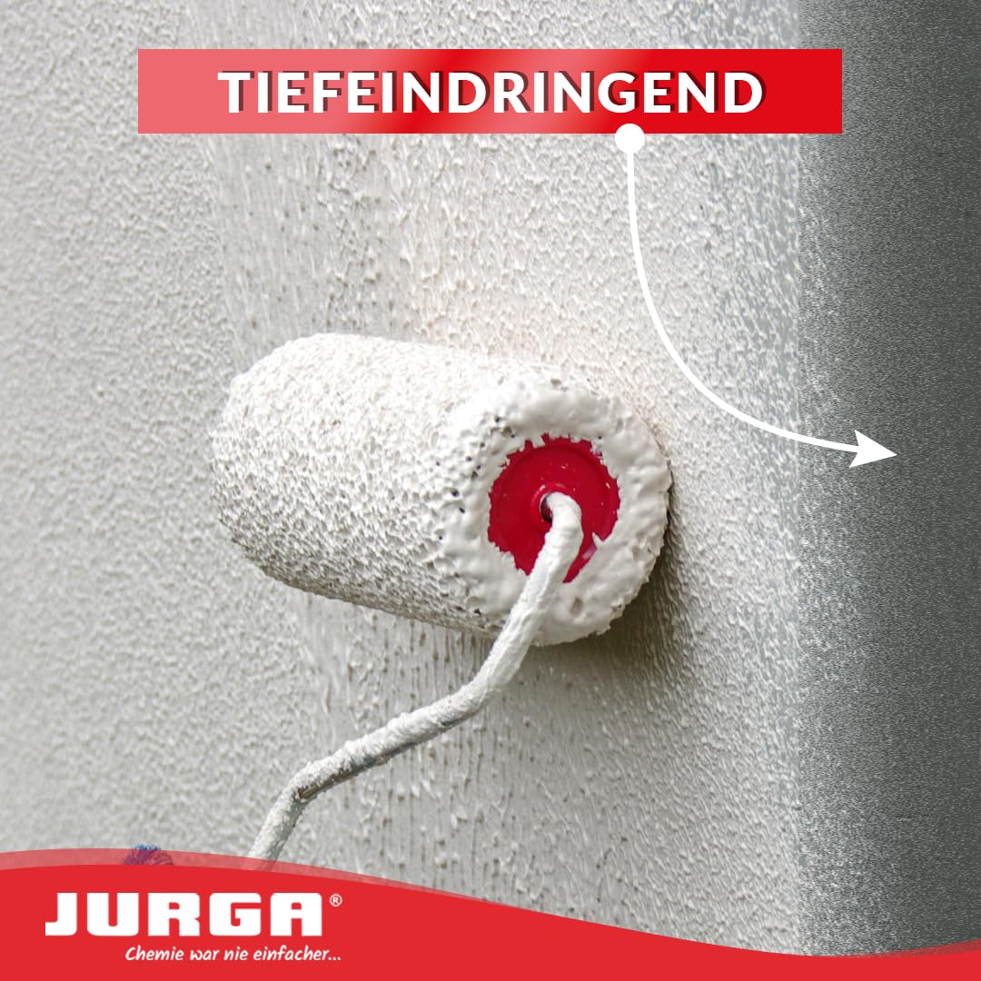 JURGA Tiefgrund LF (10L ca.50-100m²) Grundierung für Wand & Boden, Tiefengrund für Rigips Gipskarton Beton Estrich Putz SB-Platten