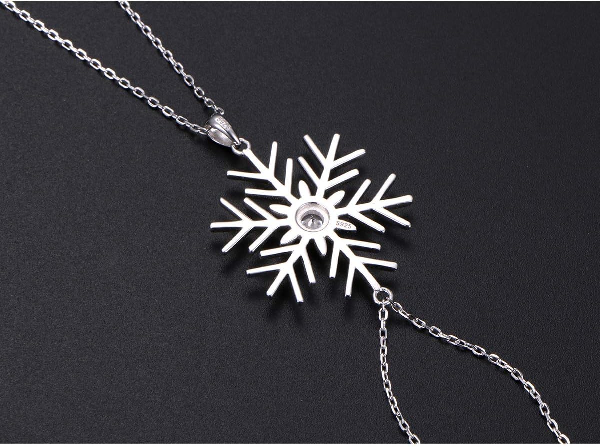 DAOCHONG S925 Sterling Silver Snowflake Necklace Earrings Bracelet Ring Set for Women Jewelry - Image 5