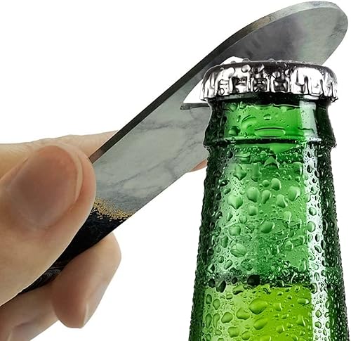 Miniatura 5 de Abrebotellas plano de acero inoxidable  Abrebotellas de cerveza duradero para el hogar, cocina, bar, restaurante, fiesta, 7 pulgadas (negro, mármol