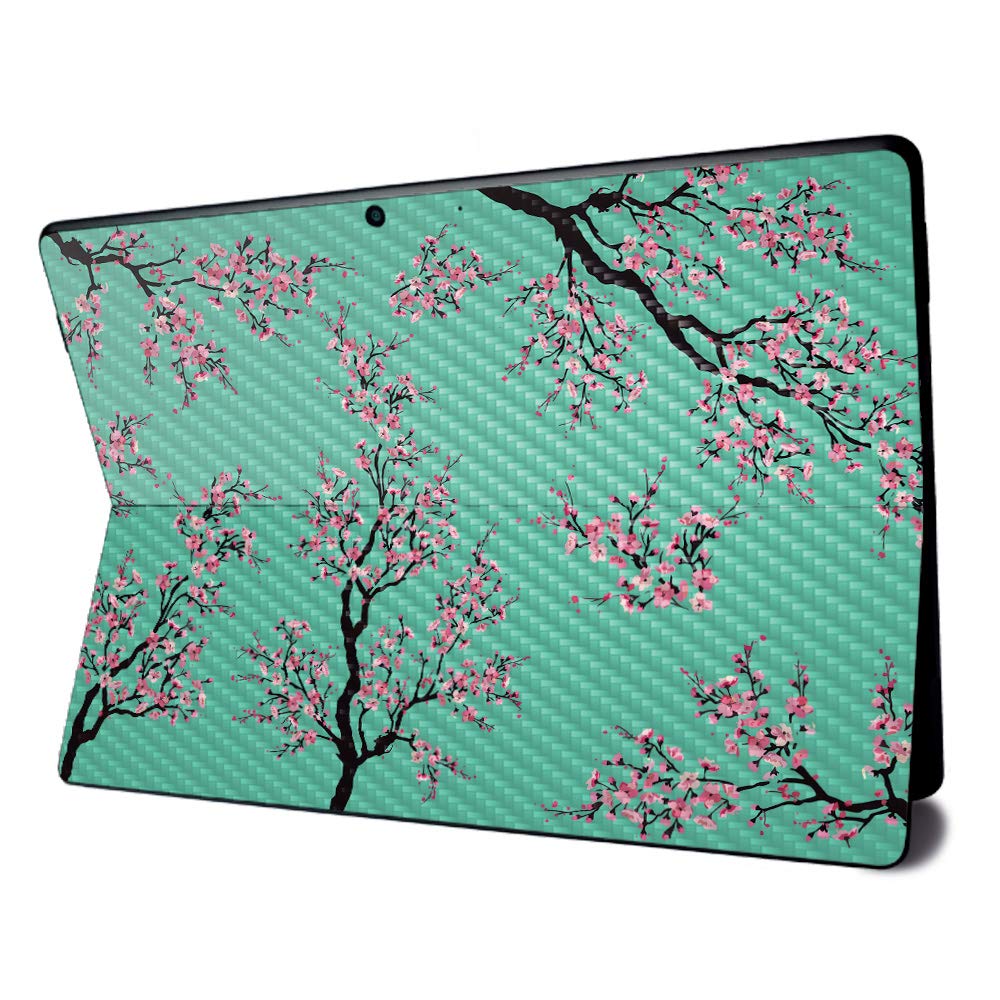 MightySkins Carbon Fiber Skin for Microsoft Surface Pro X - Cherry Blossom Tree | Textured Carbon Fiber Finish | Easy to Apply, Remove, and Change Styles | Made in The USA
