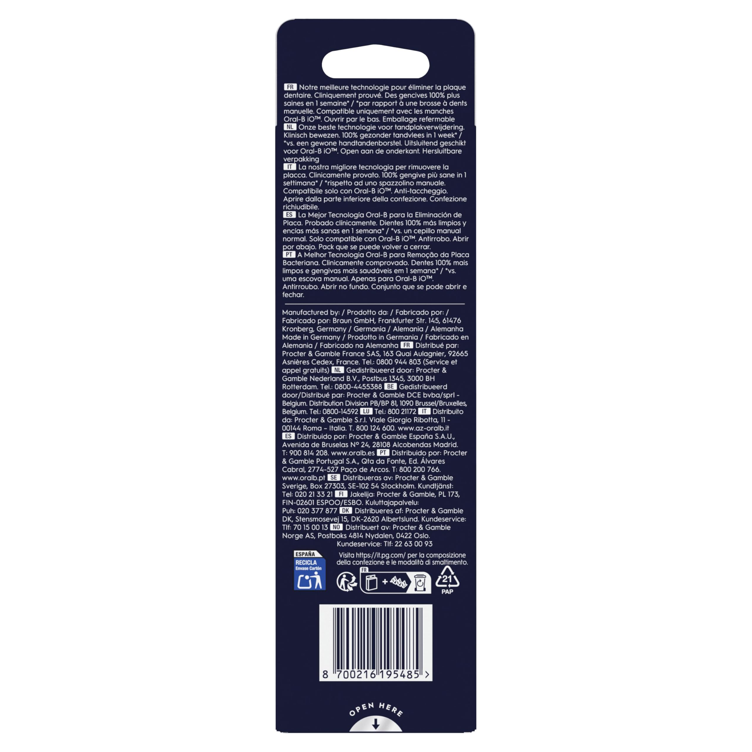 Oral-B Testine di Ricambio iO Gentle Care Bianche per Spazzolino Elettrico Oral B, 6 Testine Rotonde Autentiche per Gengive Sensibili, Setole angolate per rimuovere la placca
