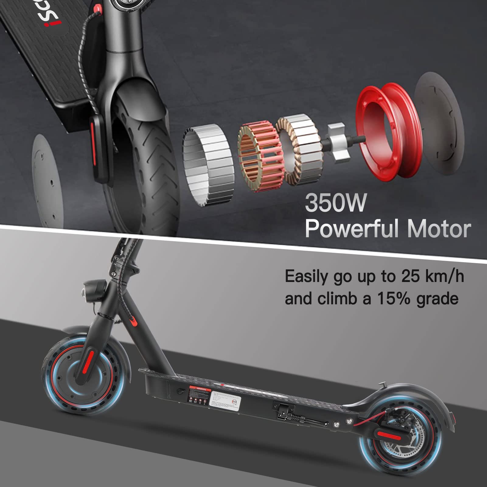 i9pro Electric Scooter Adult Fast 25 km/h, Foldable E Scooter with Dual Suspension, Long Range